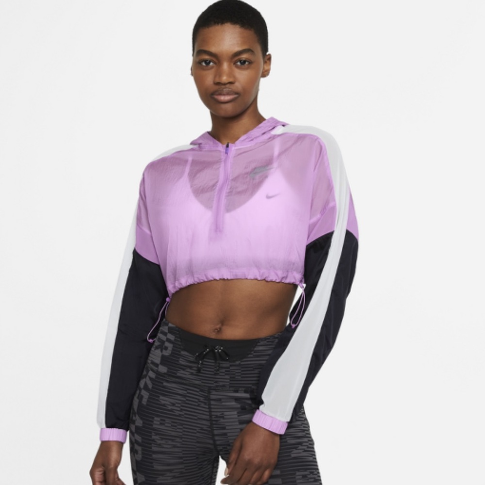 Nike XS cropped running jacket with hoodie
